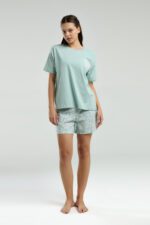 RP3621-S طقم شورت قطن للنساء قطعتين لون فيروزي - الصورة 6