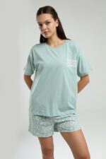 RP3621-S طقم شورت قطن للنساء قطعتين لون فيروزي - الصورة 3