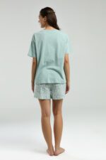RP3621-S طقم شورت قطن للنساء قطعتين لون فيروزي - الصورة 4