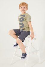 ⁦US1313 US POLO ASSN تريننج شورت  لون فستقي للاولاد قطعتين قطن⁩ - الصورة ⁦2⁩