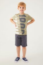 ⁦US1313 US POLO ASSN تريننج شورت  لون فستقي للاولاد قطعتين قطن⁩ - الصورة ⁦3⁩