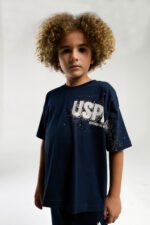 ⁦US2026 US POLO ASSN طقم شورت قطن لون كحلي للاولاد⁩ - الصورة ⁦2⁩