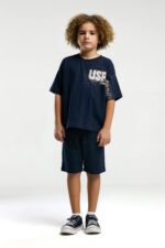 US2026 US POLO ASSN طقم شورت قطن لون كحلي للاولاد