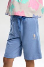 US2095 US POLO ASSN طقم للفتيات بنطال برمودا قطن - الصورة 6