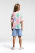 US2095 US POLO ASSN طقم للفتيات بنطال برمودا قطن - الصورة 2