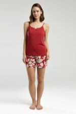 AR3264-S طقم شورت قطعتين لون احمر للنساء - الصورة 3