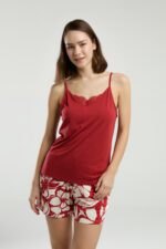 AR3264-S طقم شورت قطعتين لون احمر للنساء - الصورة 6