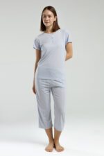 ⁦PC8979 Pierre Cardin طقم بيجاما قطعتين قطن للنساء برمودا⁩ - الصورة ⁦4⁩