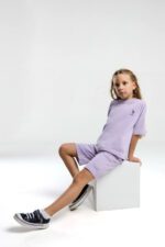 US2090 US POLO ASSN طقم شورت قطن ثلاثة خيط لون ليلكي - الصورة 3