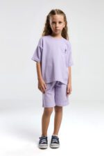US2090 US POLO ASSN طقم شورت قطن ثلاثة خيط لون ليلكي