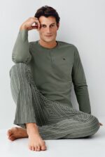 AR3013 طقم بيجاما قطن بأكمام خريفي للرجال