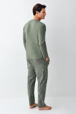 ⁦AR3013 طقم بيجاما قطن بأكمام خريفي للرجال⁩ - الصورة ⁦4⁩