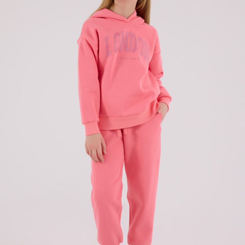 RP3691 طقم شتوي دافئ للفتيات مبطن لون زهري