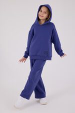 RP3692 طقم شتوي دافئ للفتيات مبطن لون نيلي