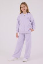 RP3698 طقم شتوي دافئ للبنات مبطن لون ليلكي