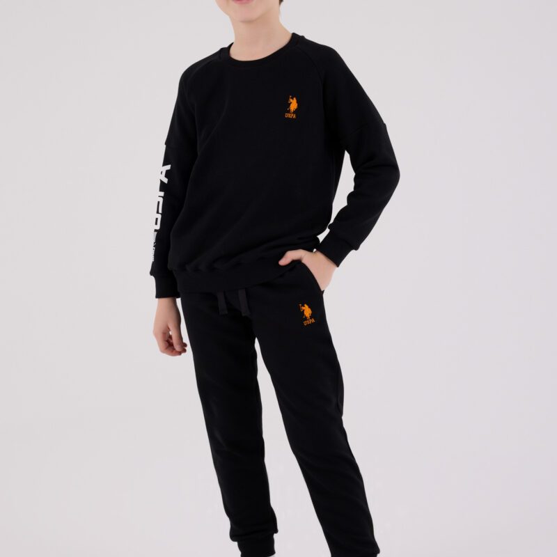 US2221 US POLO ASSN طقم للاولادقطن ثلاثة خيط لون اسود