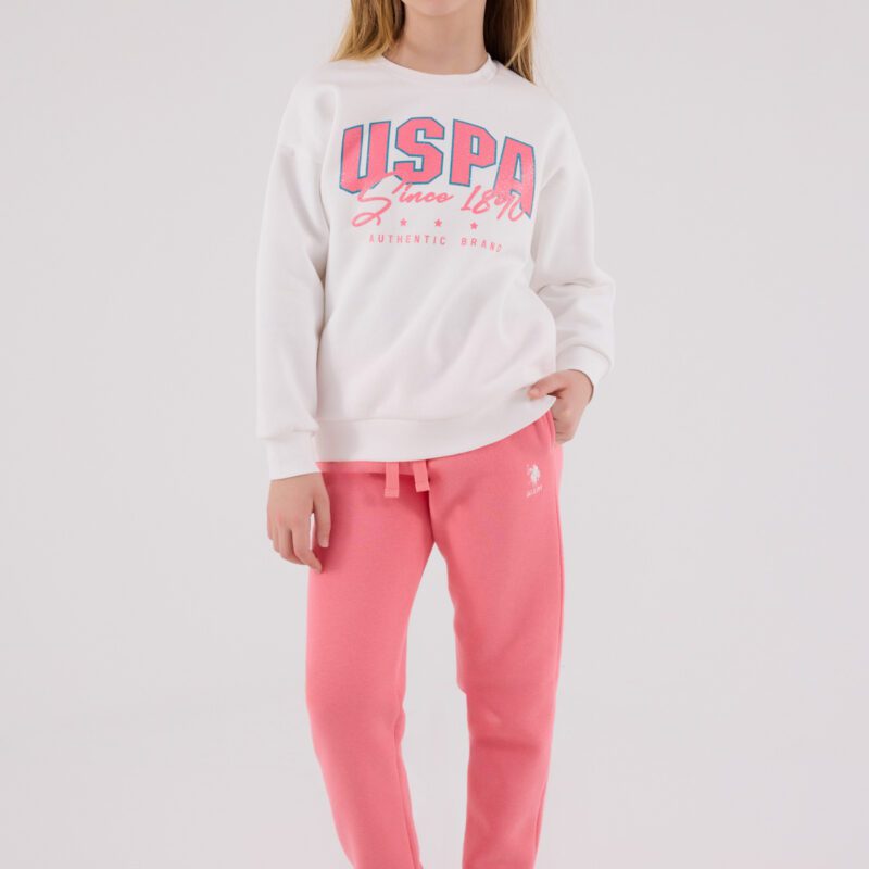 US2315 US POLO ASSN طقم للفتيات قطن مبطن ودافئ