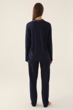 ⁦PC7717-S PIERRE CARDIN طقم بيجاما بأزرار  لون كحلي قطن⁩ - الصورة ⁦4⁩