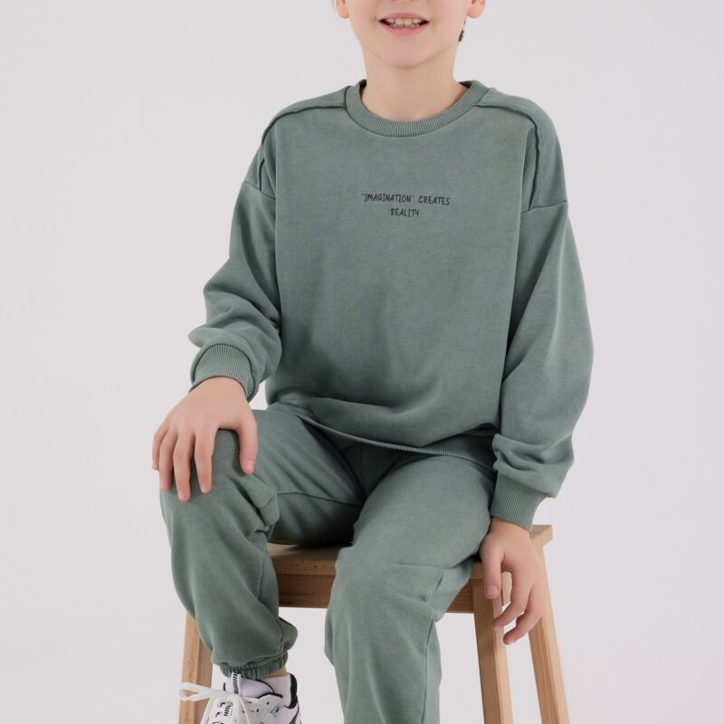 RP3656 تريننج للاولاد لون اخضر قطن ثلاث خيوط