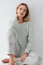 RP3703-S طقم بيجاما قطن لون فستقي