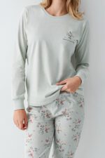 ⁦RP3703-S طقم بيجاما قطن لون فستقي⁩ - الصورة ⁦3⁩