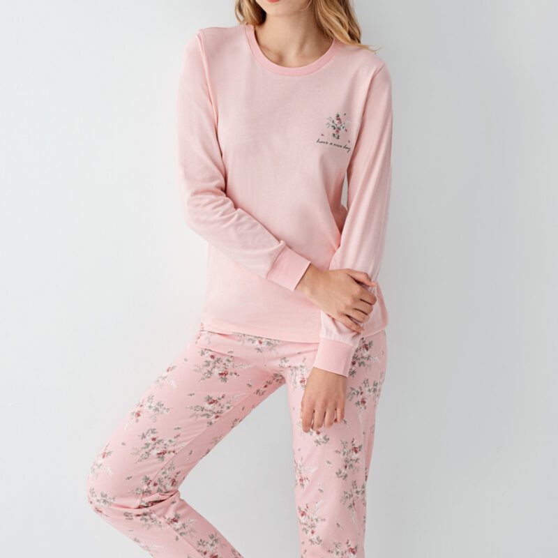 RP3703-S طقم بيجاما قطن لون زهري