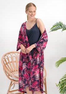 AR710-S طقم قميص نوم قطعتين مع روب مميز بألوانه الحيوية من اللون الزهري والفوشيا والكحلي"