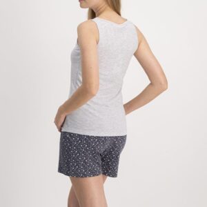 AR890-S طقم بيجاما -قطعتين- شورت قصير مرسوم لون رمادي غامق مع بلوز لون رمادي فاتح سادة