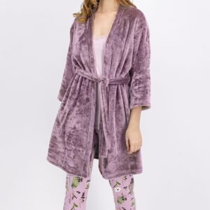 AR947-S طقم بيجاما شتوي -ثلاث قطع- لون زهري مع بنطال مورد