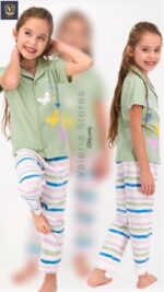 RP2468-2 طقم بيجاما نصف كم مع ازرار للفتيات