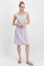 ⁦AR1268-S-V1  قميص نوم قصير مزخرف لون نهدي⁩ - الصورة ⁦2⁩