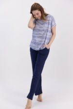 ⁦AR1307-S-V1  طقم بيجاما قطعتين لون كحلي بلوز مخططة⁩ - الصورة ⁦2⁩