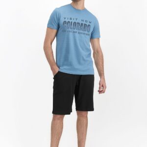 AR1408-X-V1 طقم بيجاما شورت للرجال قطعتين لون ازرق فاتح للاحجام الكبيرة