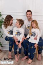 AR1428 طقم بيجاما شتوي قطعتين لون كحلي "FAMILY HEDGEHOG" - Family Collection