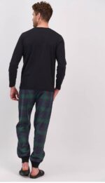 AR1572-S  طقم بيجاما قطعتين بلوز لون كحلي مع بنطال مقلم - الصورة 2