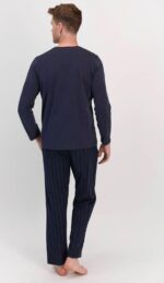 AR-1565-S طقم بيجاما قطعتين للرجال مع لون كحلي مع بنطال مقلم "REALITY" - الصورة 3