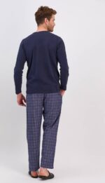 ⁦AR1569-S طقم بيجاما قطعتين للرجال بلوز مع بنطال مقلم⁩ - الصورة ⁦4⁩