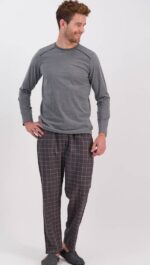 ⁦AR1569-S طقم بيجاما قطعتين للرجال بلوز مع بنطال مقلم⁩ - الصورة ⁦6⁩