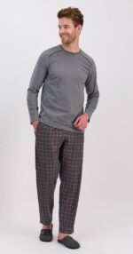 ⁦AR1569-S طقم بيجاما قطعتين للرجال بلوز مع بنطال مقلم⁩ - الصورة ⁦10⁩