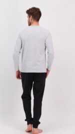 AR1595 طقم بيجاما قطعتين للرجال بلوز لون سكني فاتح مع بنطال لون اسود  "BELIEVE YOUR POWER" - الصورة 3