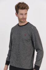 ⁦AR1576 طقم بيجاما قطعتين للرجال تصميم رائع لون اسود⁩ - الصورة ⁦2⁩