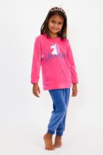 ⁦RP2606-2 طقم بيجاما مخملية للفتيات قطعتين "UNICORN"⁩ - الصورة ⁦2⁩