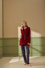 ⁦F- 4212 طقم بيجاما ثلاث قطع مخمل⁩ - الصورة ⁦2⁩