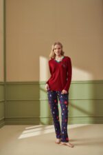 ⁦F- 4212 طقم بيجاما ثلاث قطع مخمل⁩ - الصورة ⁦3⁩