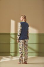 F-4280 طقم بيجاما شتوي قطعتين باكمام موردة مع ازرار - الصورة 3