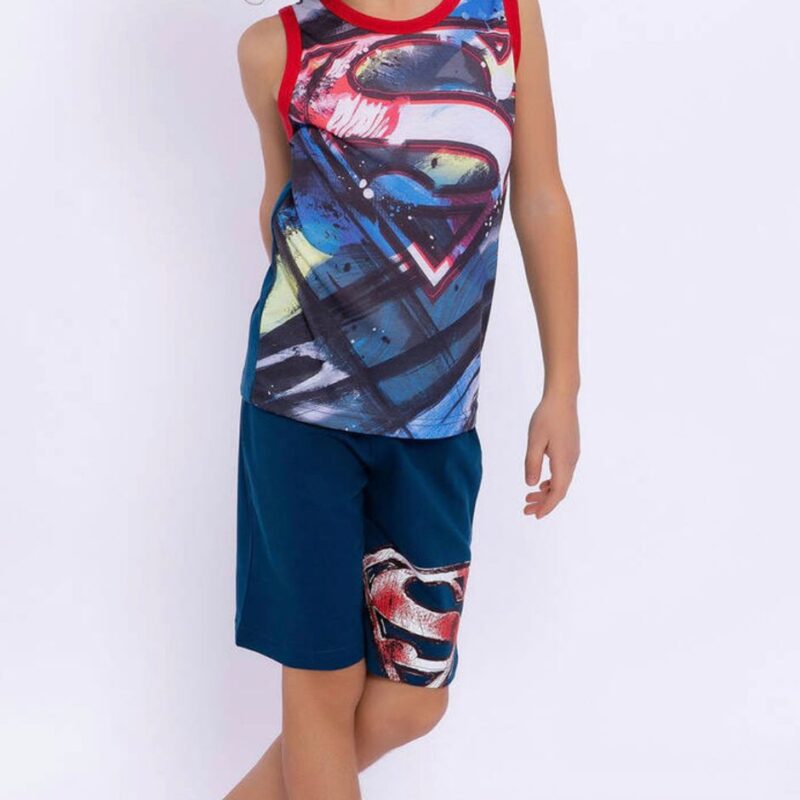 L1494 طقم بيجاما قطن قطعتين سوبر مان للاطفال