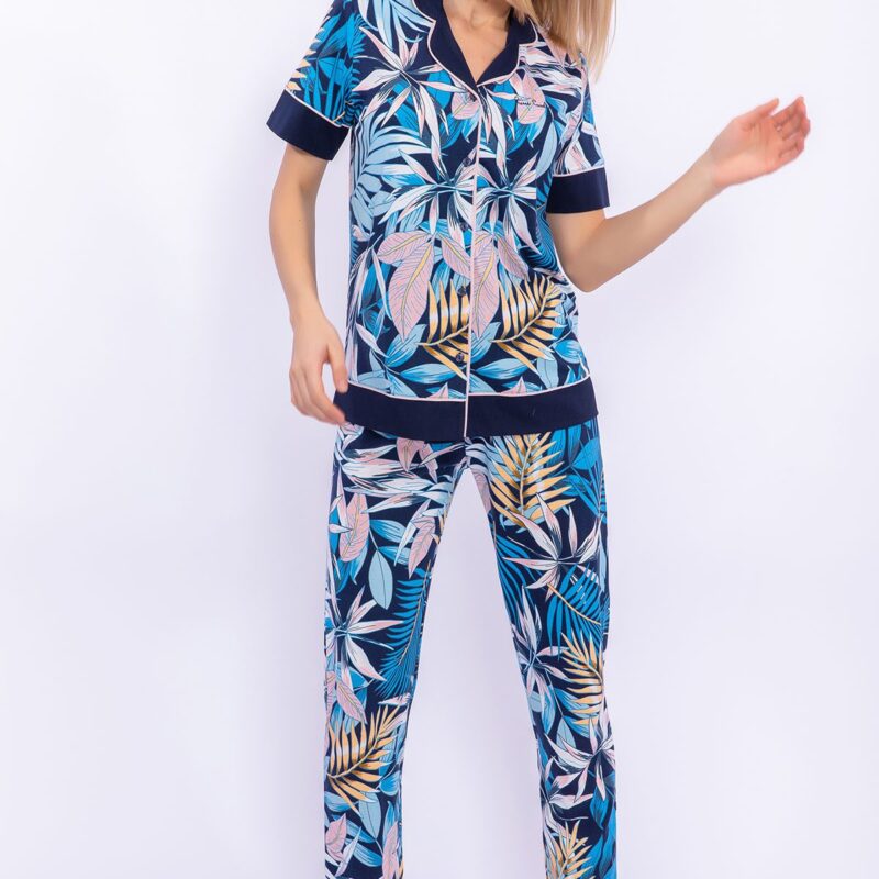 PC8258 Pierre Cardin طقم بيجاما قطعتين بأزرار قطن