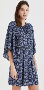 S21D137- فستان  قصير بنقشة الزهور مع حزام