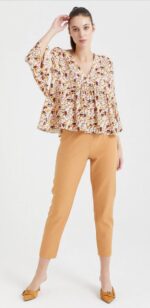 S21b457-Bluz  بلوز بنقشة الزهور  فلو باكمام عريضة