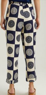 ⁦S22P148-PANTOLON- navy بنطال عريض خصر عالي مع جيوب⁩ - الصورة ⁦3⁩